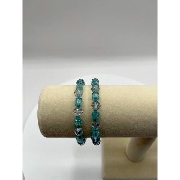 Layered Seafoam Silver Necklace with Matching Bracelets Boho Turquoise Pearl N84 - Picture 6 of 6